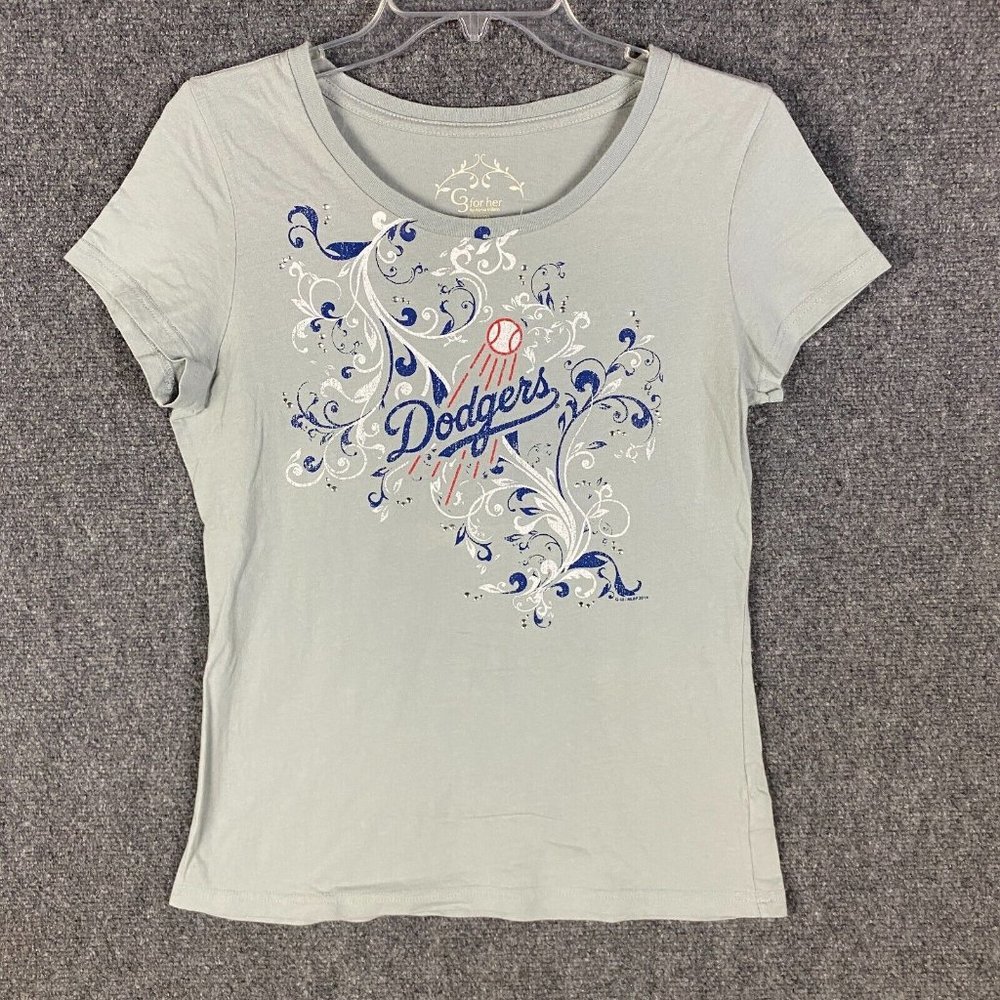 LA Dodgers Blouse Women's Medium Short Sleeve 100% Cotton Casual M